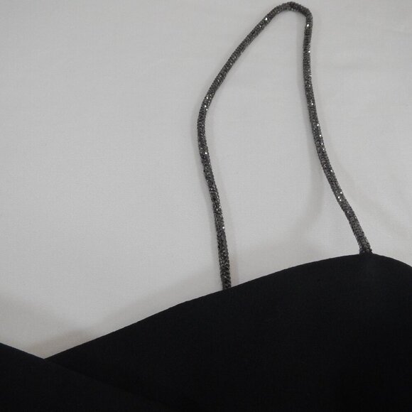 Zara Little Balck Dress Open Mid Cut Out Rhinestone String Strap Size Small - Picture 4 of 13